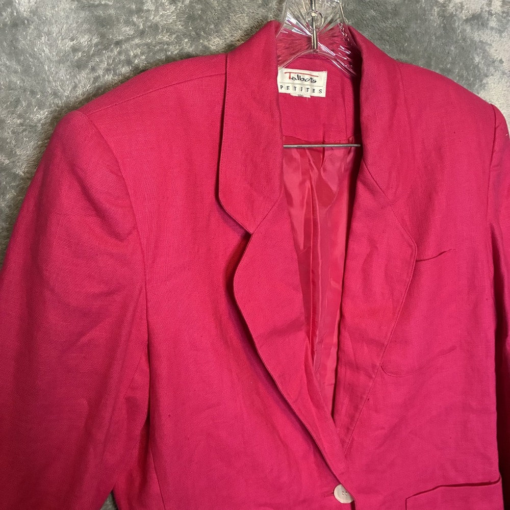 Talbots Women Linen Single Button Blazer 10P* Barbiecore Bimbocore Classic Pink